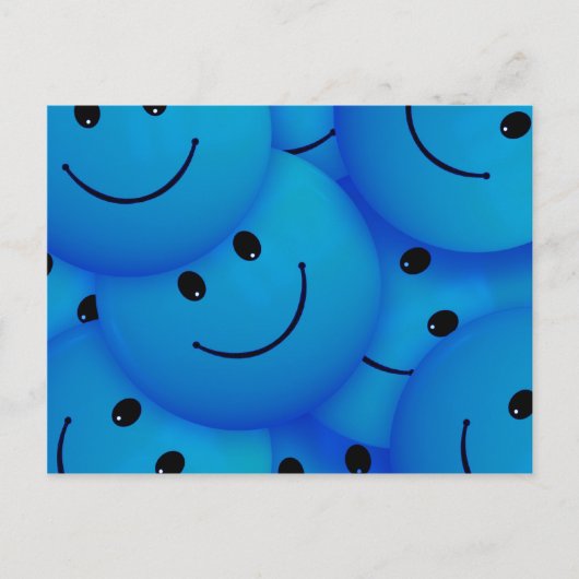 Spaß Cool Happy Blue Faces Postkarte (Vorderseite)