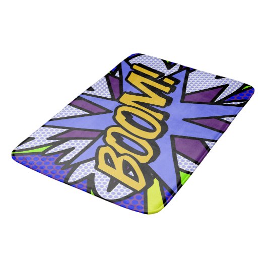 Spaß Cool Modernes Comic Buch BOOM Badematte (Schrägansicht)