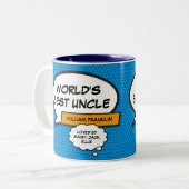 Spaß Cool Onkel Modernes Comic Typografisches Blau Zweifarbige Tasse (Vorderseite Links)