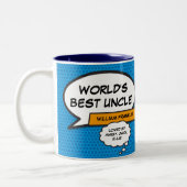 Spaß Cool Onkel Modernes Comic Typografisches Blau Zweifarbige Tasse (Links)
