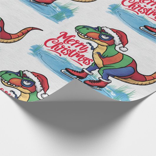 Spaß Cool T-rex Dinosaur Skaten Weihnachten Abstra Geschenkpapier (Ecke)