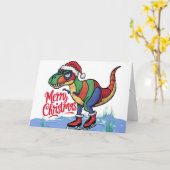 Spaß Cool T-rex Dinosaur Skaten Weihnachten Abstra Karte (Gelbe Blume)