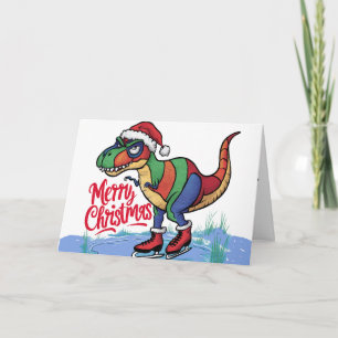 Spaß Cool T-rex Dinosaur Skaten Weihnachten Abstra Karte