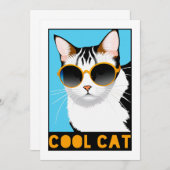 Spaß Coole Katze Einladung (Vorne/Hinten)