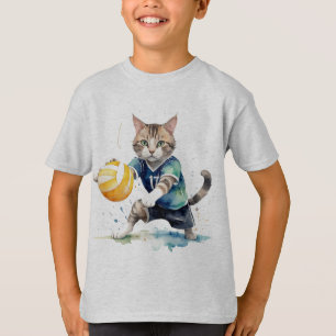 Spaß Coole Katze spielen Volleyball Tier Spaß T-Shirt
