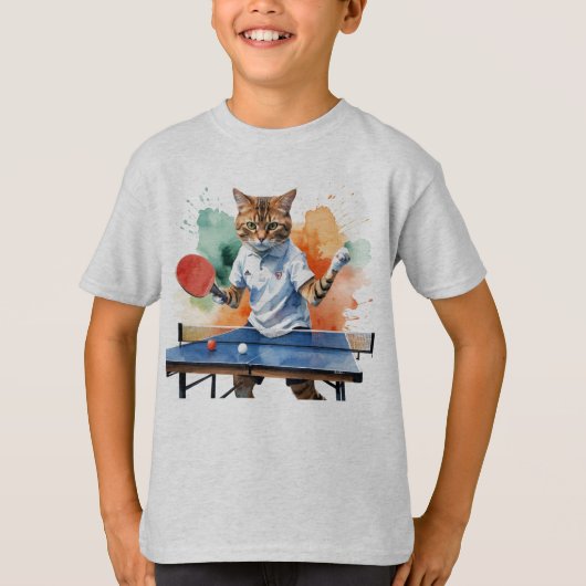Spaß Coole Katze Tischtennis Tierische Spaß T-Shirt (Vorderseite)