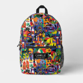 Spaß Cooler Cartoon Farbenfrohe Doodle Personalisi Bedruckter Rucksack (Vorderseite)