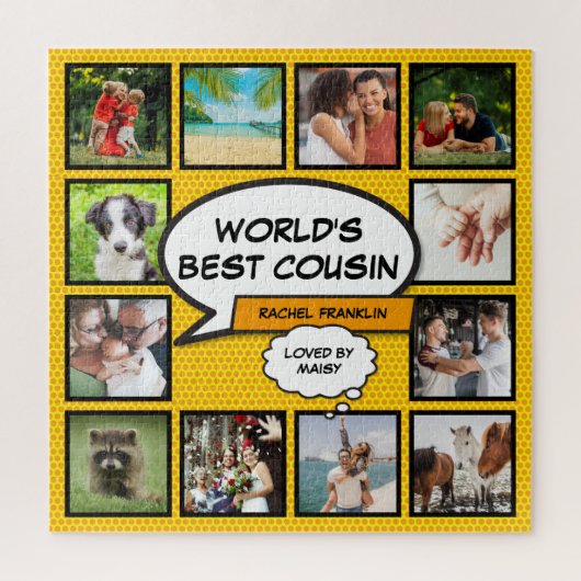Spaß Cooler Cousin Modernes Comic FotoCollage Puzzle (Vertikal)