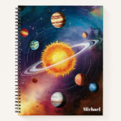 Spaß, cooler Weltraum, Planeten, Sonne, farbenfroh Notizblock (Vorderseite)
