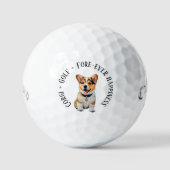 Spaß 'Corgi + Golf = Fore ever Happiness' Spaß Fre Golfball (Vorderseite)