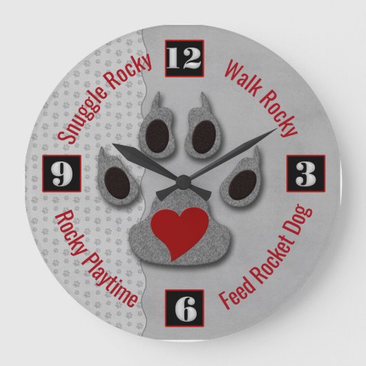 Spaß, damit des Hundeliebhabers Zeit sagt Große Wanduhr (Vorderseite)