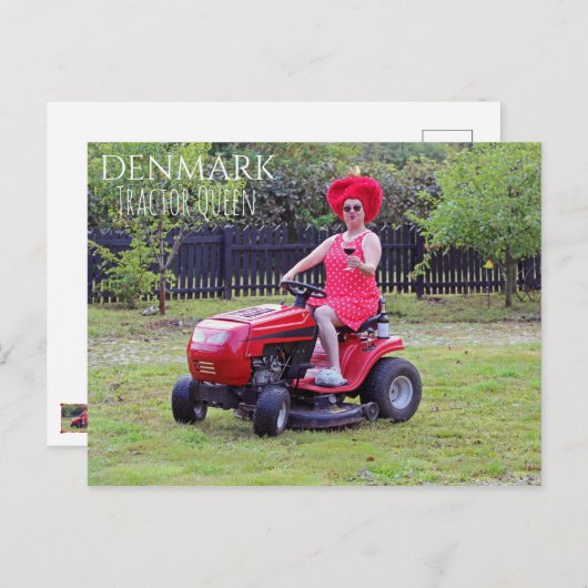 Spaß Dänemark Traktor Queen Postcard! Postkarte (Vorne/Hinten)