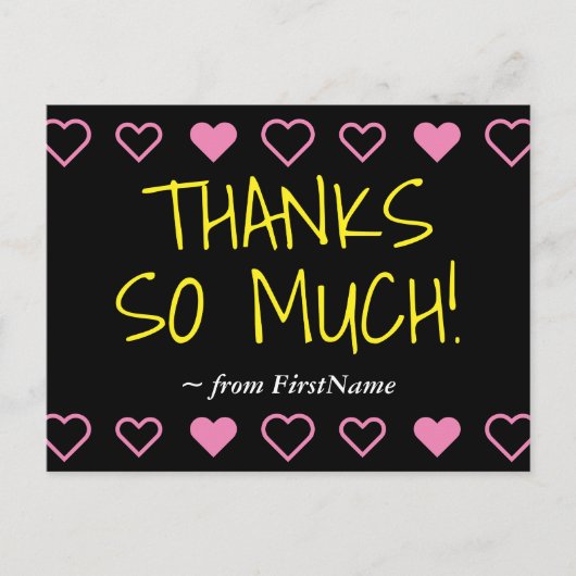 Spaß "DANKE SO VIEL!" + Herz Postkarte (Vorderseite)