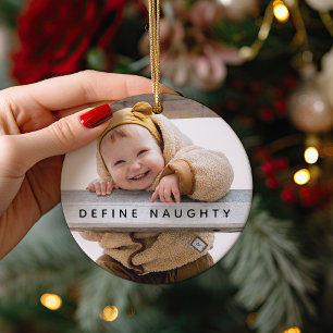Spaß Definiere unartig Foto-Christmasbaum Ornament