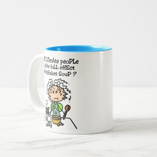 Spaß der Analphabeten Zweifarbige Tasse (Vorderseite Links)
