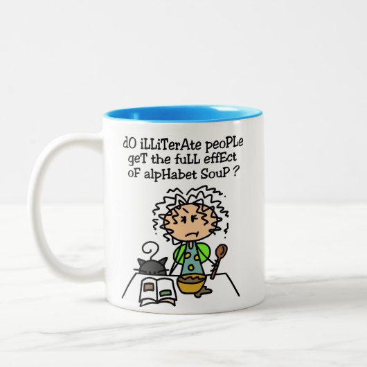 Spaß der Analphabeten Zweifarbige Tasse (Links)