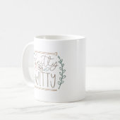 Spaß, der Knitty und Witty-Slogan stieß Kaffeetasse (Vorderseite Links)