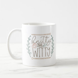 Spaß, der Knitty und Witty-Slogan stieß Kaffeetasse