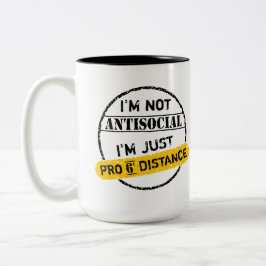 Spaß der sozialen Entfernung Zweifarbige Tasse