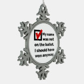 Spaß der Wahlen 2024 Schneeflocken Zinn-Ornament (Links)