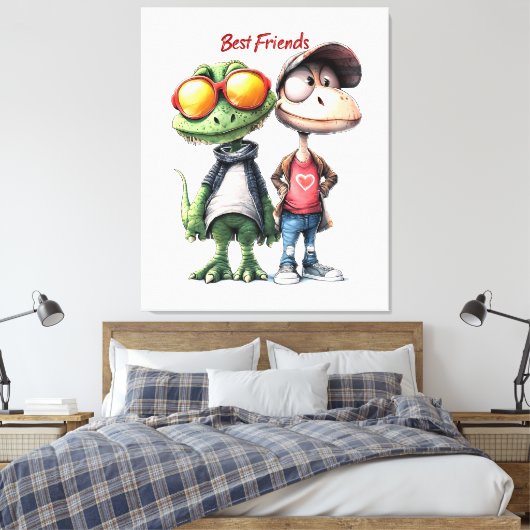 Spaß "Die besten Freunde" Mauer Kunst Leinwanddruck (Insitu (Schlafzimmer))