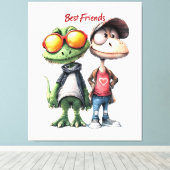 Spaß "Die besten Freunde" Mauer Kunst Leinwanddruck (Insitu (Holzboden))