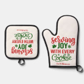 Spaß, die Freude mit jedem Keks Weihnachtsglocken Ofenhandschuh & Topflappen-Set (Vorderseite)