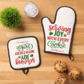 Spaß, die Freude mit jedem Keks Weihnachtsglocken Ofenhandschuh & Topflappen-Set (Oben Unten)