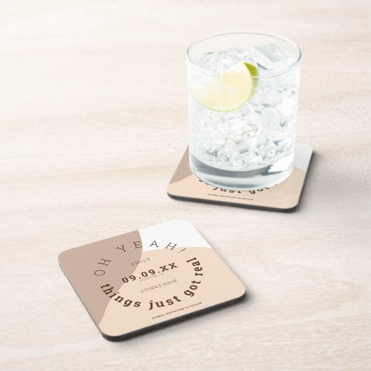 Spaß Dinge Got echte Creme Brown Save the Date Getränkeuntersetzer (Rechte Seite)