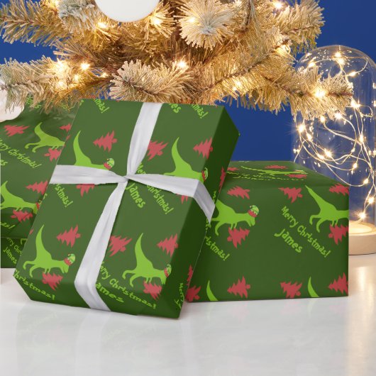 Spaß Dinosaurier Elf Weihnachtswrapping Papier für Geschenkpapier (Feiertage)