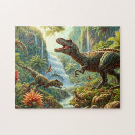 Spaß-Dinosaurier in Tropenwald-Kinder Puzzle
