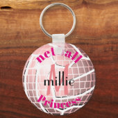Spaß Disco Ball Design Personalisierter Netball-Ke Schlüsselanhänger (Vorderseite)