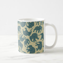 Spaß-Ditzy Paisley-Elefanten auf beige Kaffeetasse