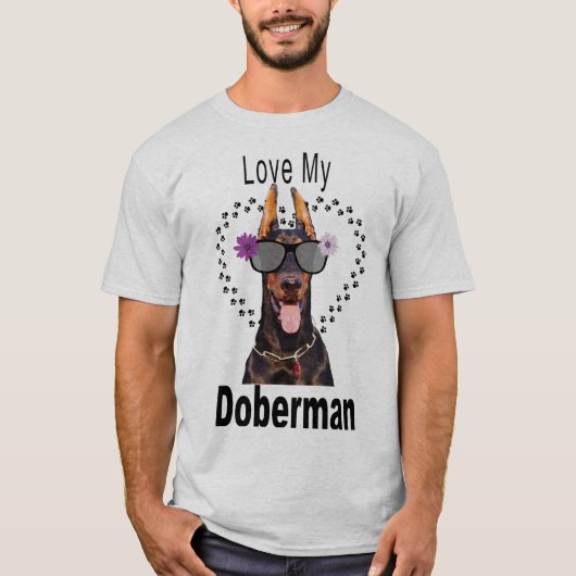 Spaß Doberman in Sonnenbrille T-Shirt (Vorderseite)