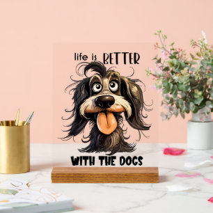 Spaß Dog liebt Wortkunst Acrylschild