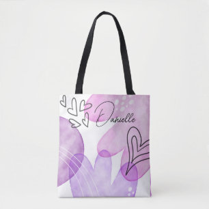 Spaß Doodle Herz und Blume Benutzerdefinierte Tasc Tasche