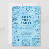 Spaß Doodle Pool Party Abschlussfeier Einladung (Vorderseite)