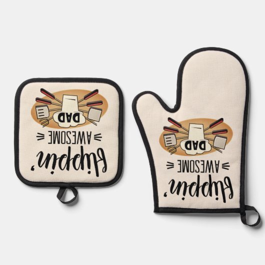 Spaß Drehend Phantastische Vater GRILLEN Ofenhandschuh & Topflappen-Set (Vorderseite)
