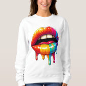 Spaß "Dripping Lips" Design Sweatshirt (Vorderseite)
