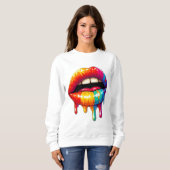Spaß "Dripping Lips" Design Sweatshirt (Vorne ganz)