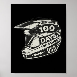 Spaß durch 100 Schultage - Race Helme Poster