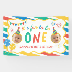 Spaß, ein bunter Junge zum 1. Geburtstag zu sein Banner