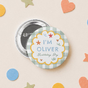 Spaß, eine bunte 1. Geburtstagsfeier für einen Jun Button