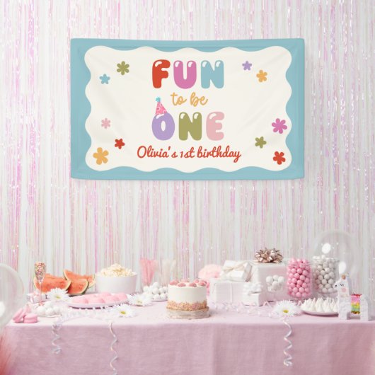 Spaß, eine daisy-bunte 1. Geburtstag Banner (Party)