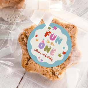 Spaß, eine Daisy farbenfrohe 1. Geburtstag Runder Aufkleber