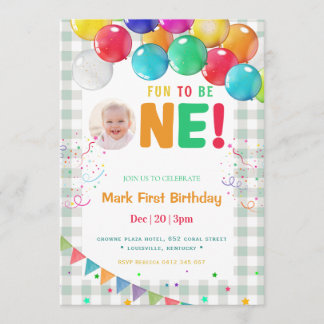Spaß, einer zu sein Foto zum ersten Geburtstag Einladung