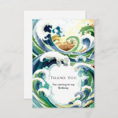 Spaß einfach blauer Ozean Waves Geburtstag Dankeskarte (Vorne/Hinten)
