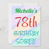 Spaß, einfache "78. GEBURTSTAG SOIREE" Einladung (Vorderseite)