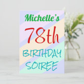 Spaß, einfache "78. GEBURTSTAG SOIREE" Einladung (Stehend Vorderseite)