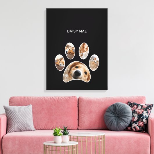Spaß Einfache Paw Print Custom Pet Foto Collage Leinwanddruck (Insitu (Wohnzimmer))